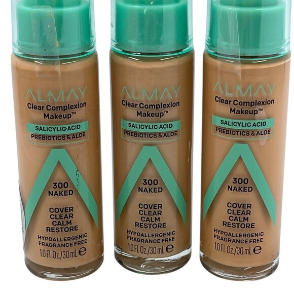 Almay Clear Complexion Salicylic Acid Prebiotic Foundation Makeup 300 Naked 3PK - Picture 2 of 4